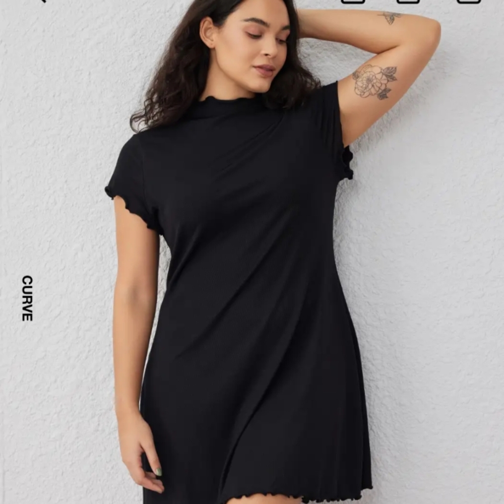 Lettuce Trim Mini Dress Curve & Plus